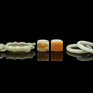 Five Chinese Celadon Jade Articles
comprising
