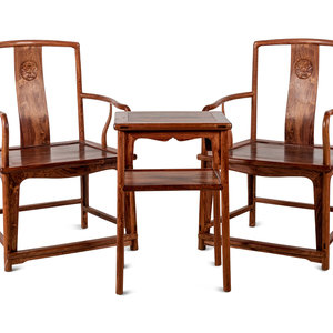 A Set of Chinese Huanghuali Armchairs