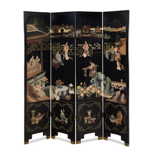 A Chinese Four-Panel Coromandel Lacquered