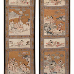 Two Chinese Kesi Silk Panels 19TH 34d548