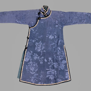 A Chinese Blue Ground Woven Silk