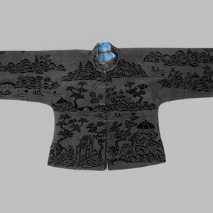 A Chinese Black Ground Silk Twill