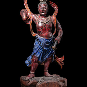 A Chinese Painted Wood Figure of 34d568