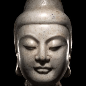 A Chinese White Marble Head of