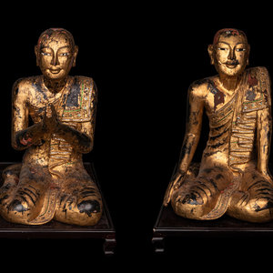 A Pair of Buddhist Monks in Adoration
Each