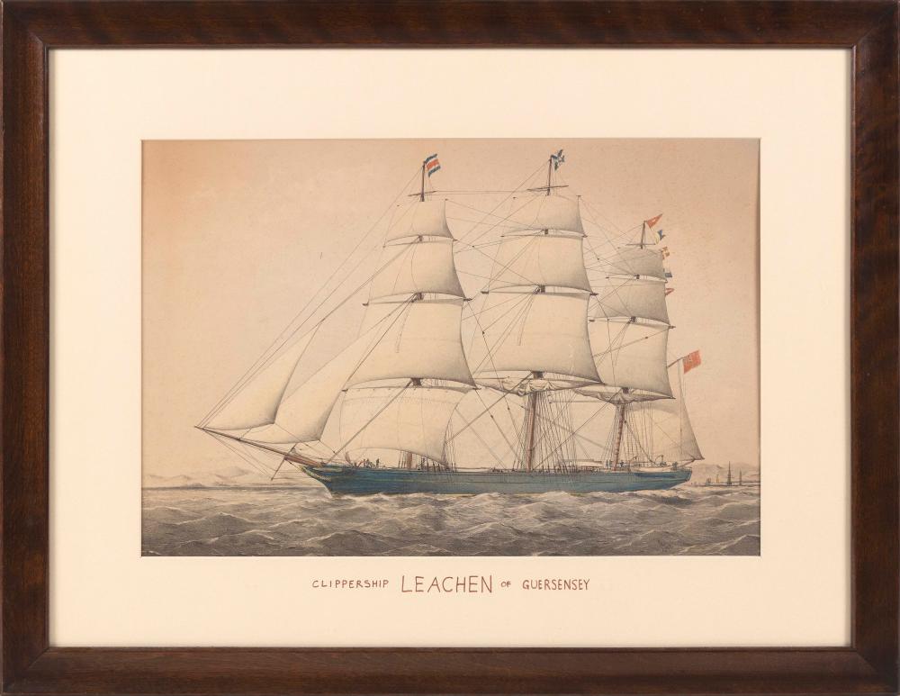 HAND-COLORED LITHOGRAPH "CLIPPERSHIP