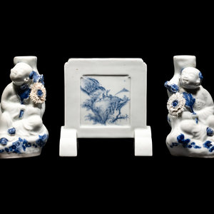 Three Japanese Blue and White Porcelain