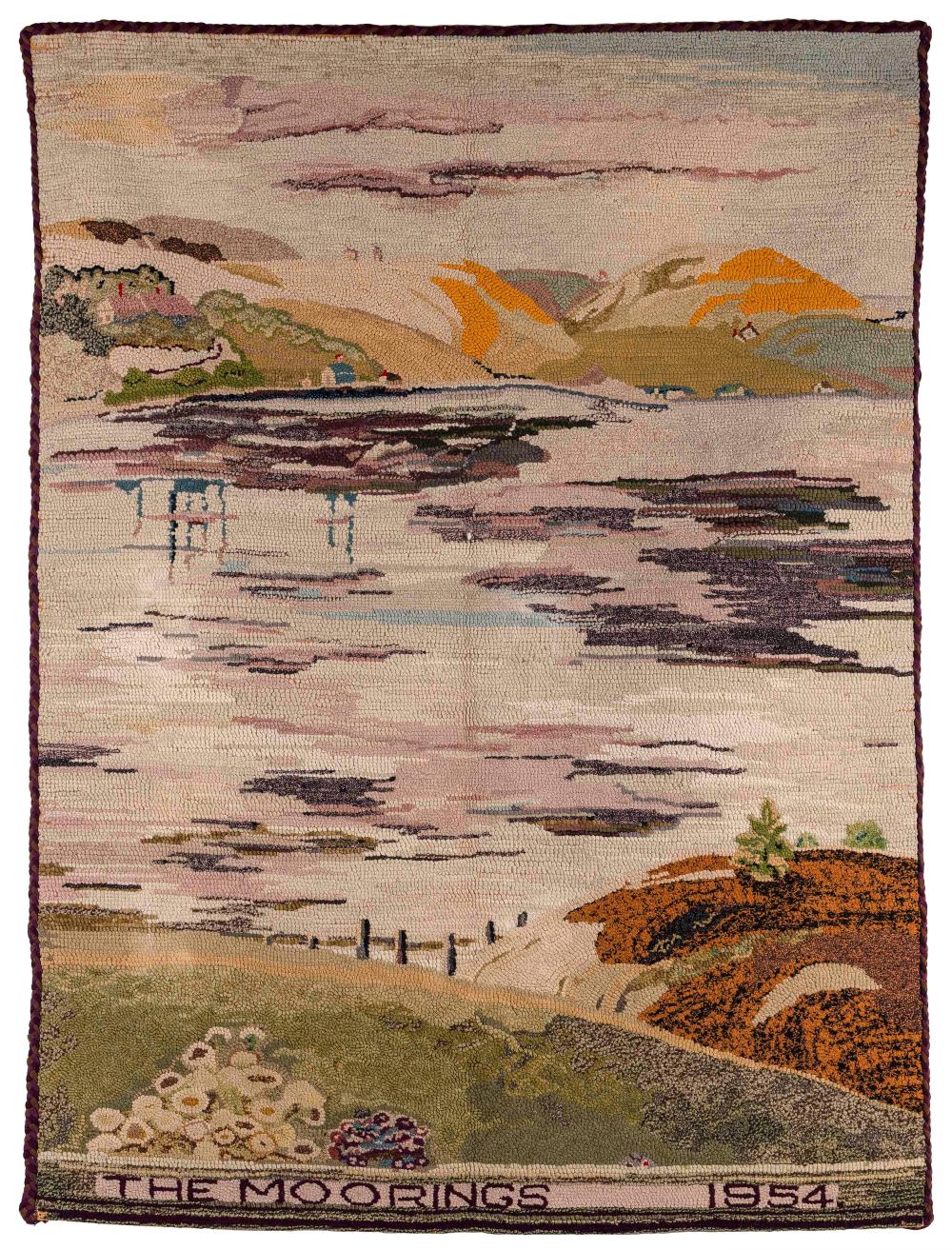 HOOKED RUG "THE MOORINGS 1954"