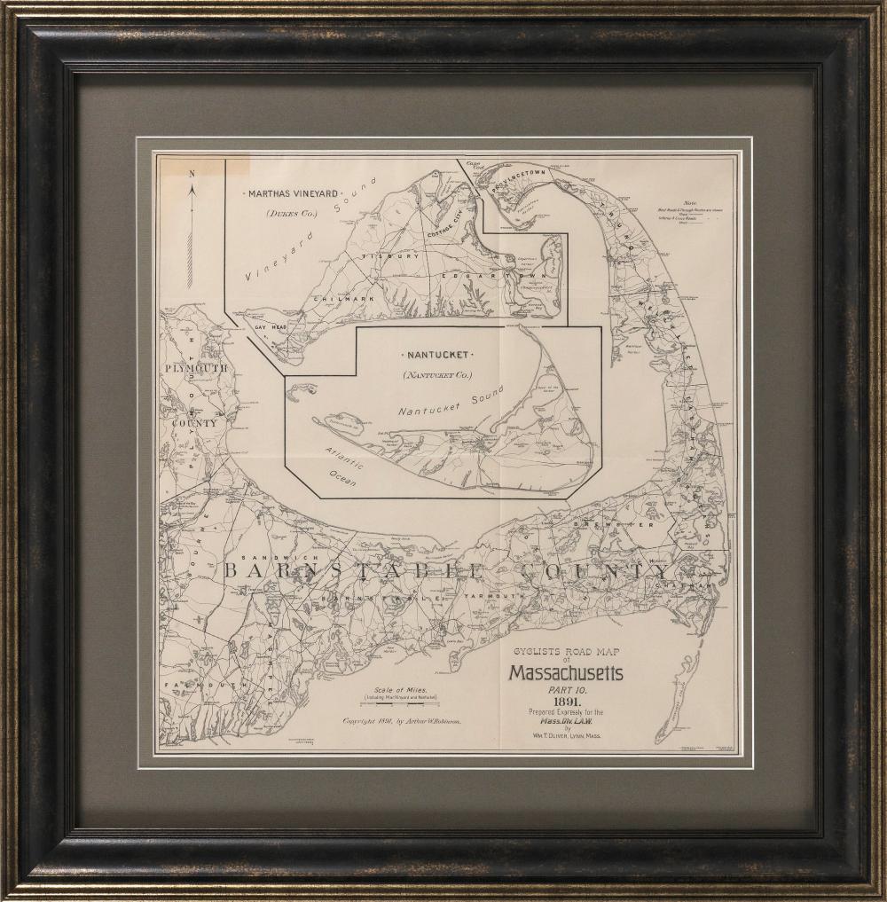 RARE CYCLING MAP OF CAPE COD NANTUCKET 34d739