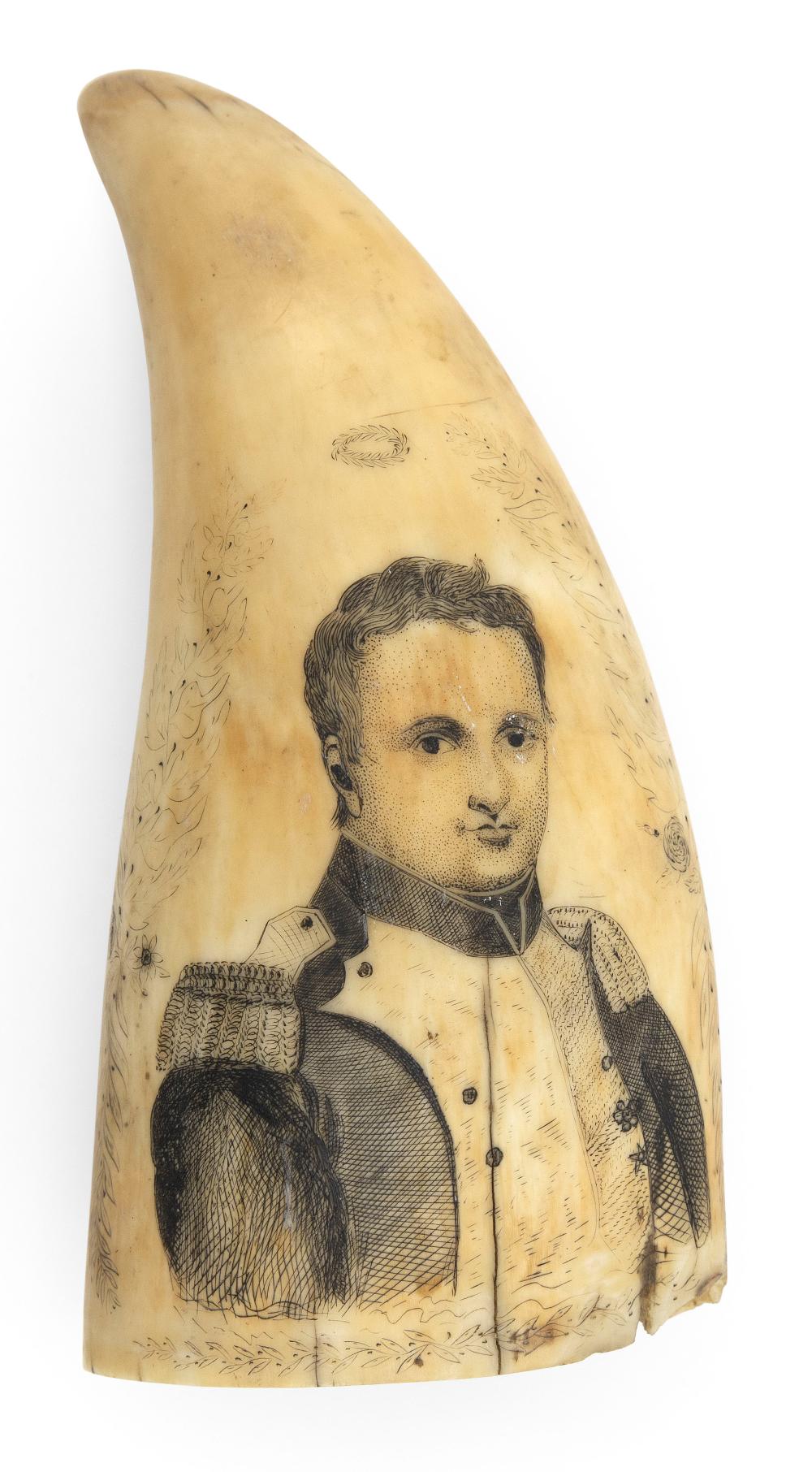 SCRIMSHAW WHALE S TOOTH WITH PORTRAIT 34d790