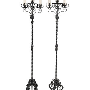 A Pair of Wrought Iron Torch res 20th 34d794