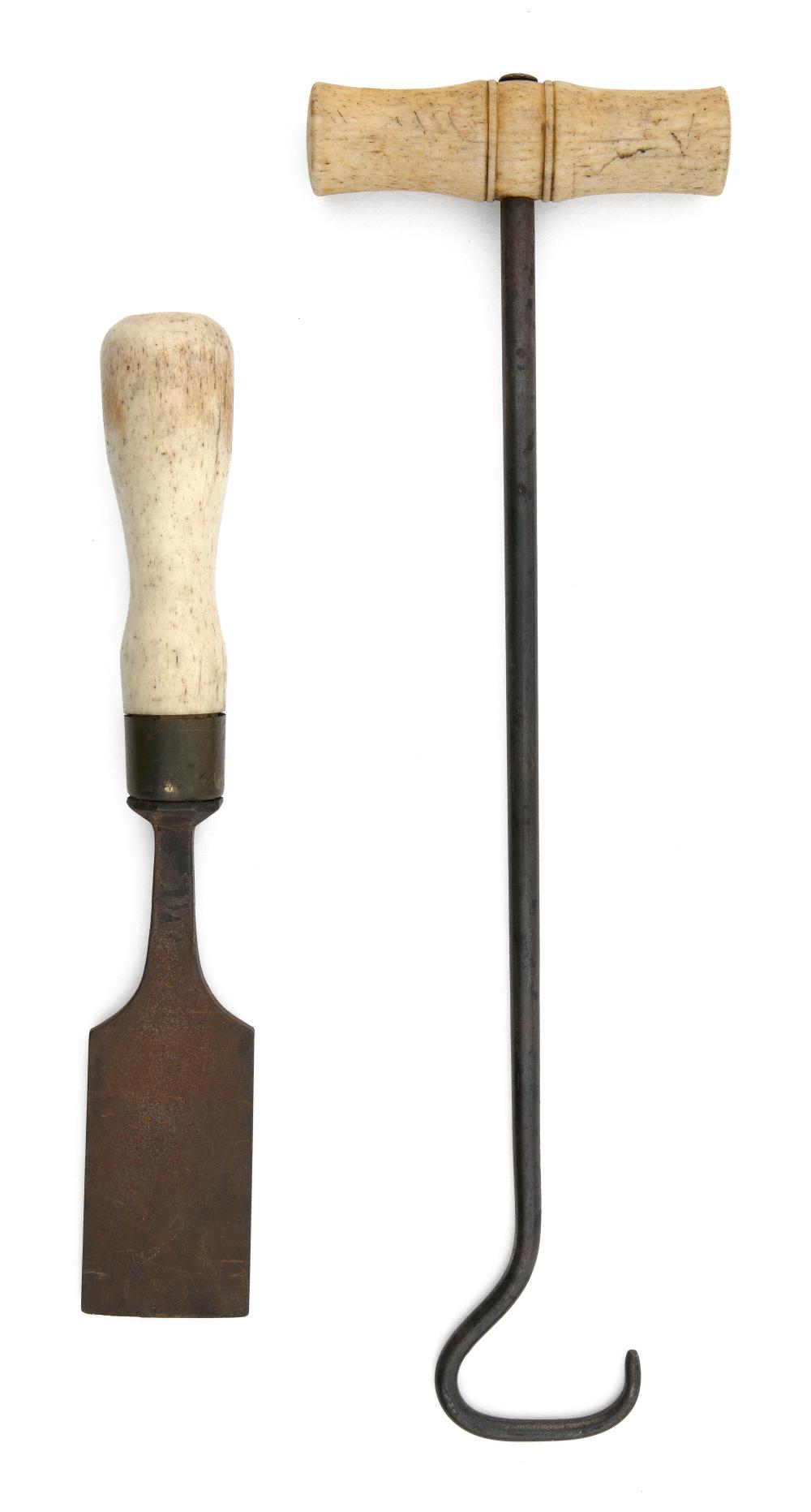 TWO WHALEBONE-HANDLED TOOLS 19TH