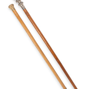 Two Metal Mounted Walking Sticks Early 34d7f7