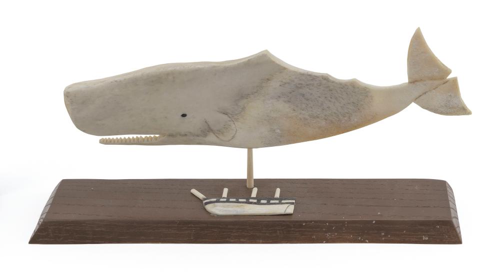 CARVED BONE SPERM WHALE BY J R  34d839