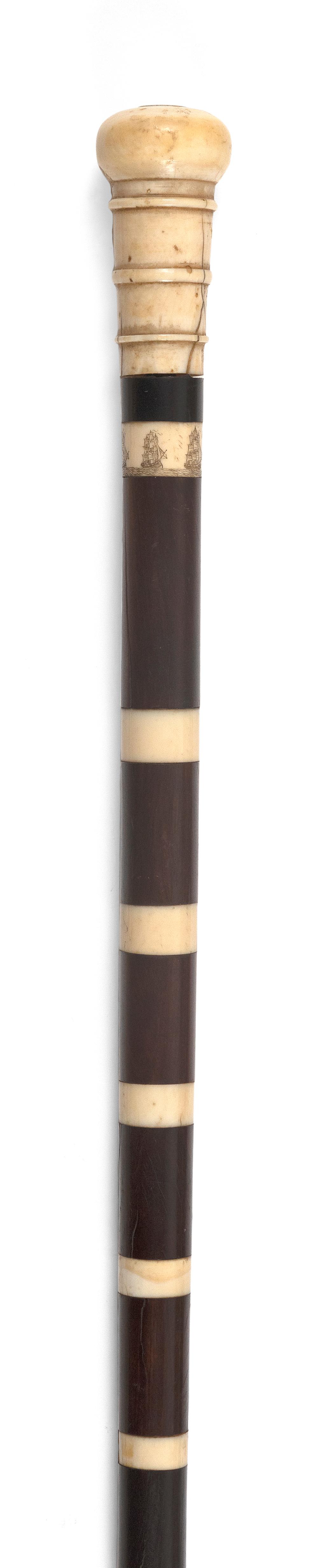 WHALE IVORY AND WOOD CANE THIRD 34d84f