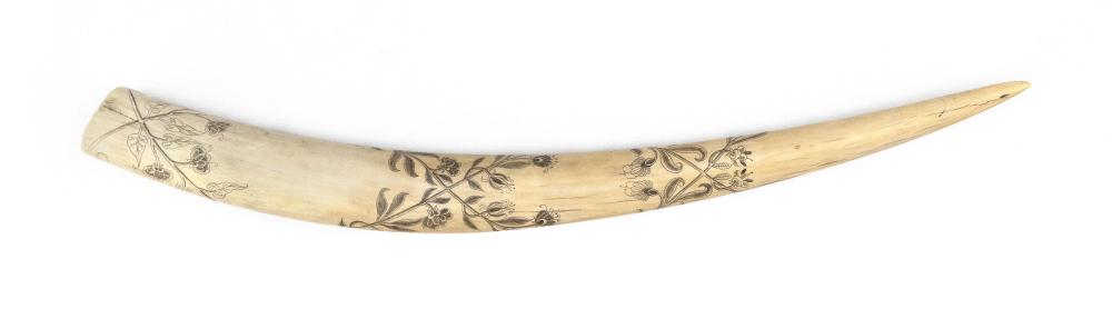 SCRIMSHAW WALRUS TUSK DATED 1863