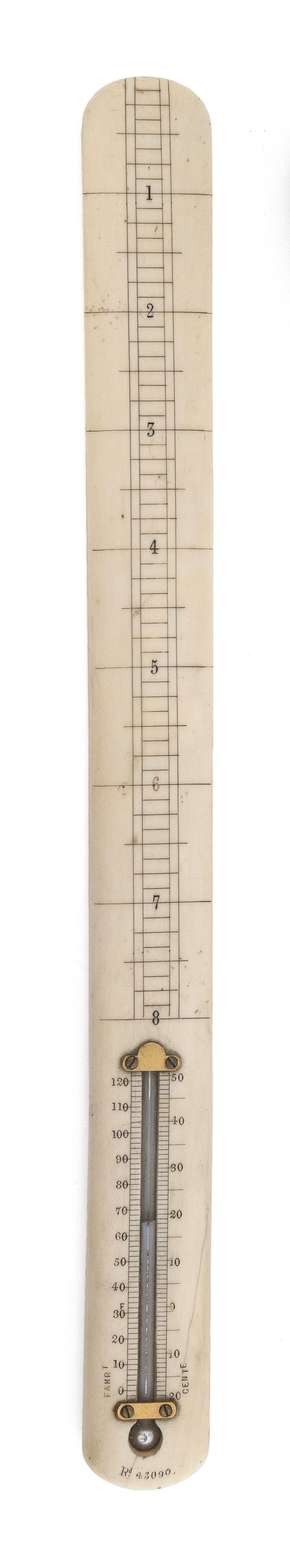 CASED WALRUS IVORY RULER AND THERMOMETER