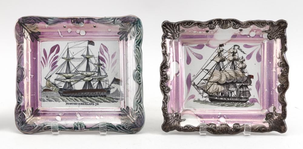 PAIR OF SUNDERLAND LUSTER PLAQUES
