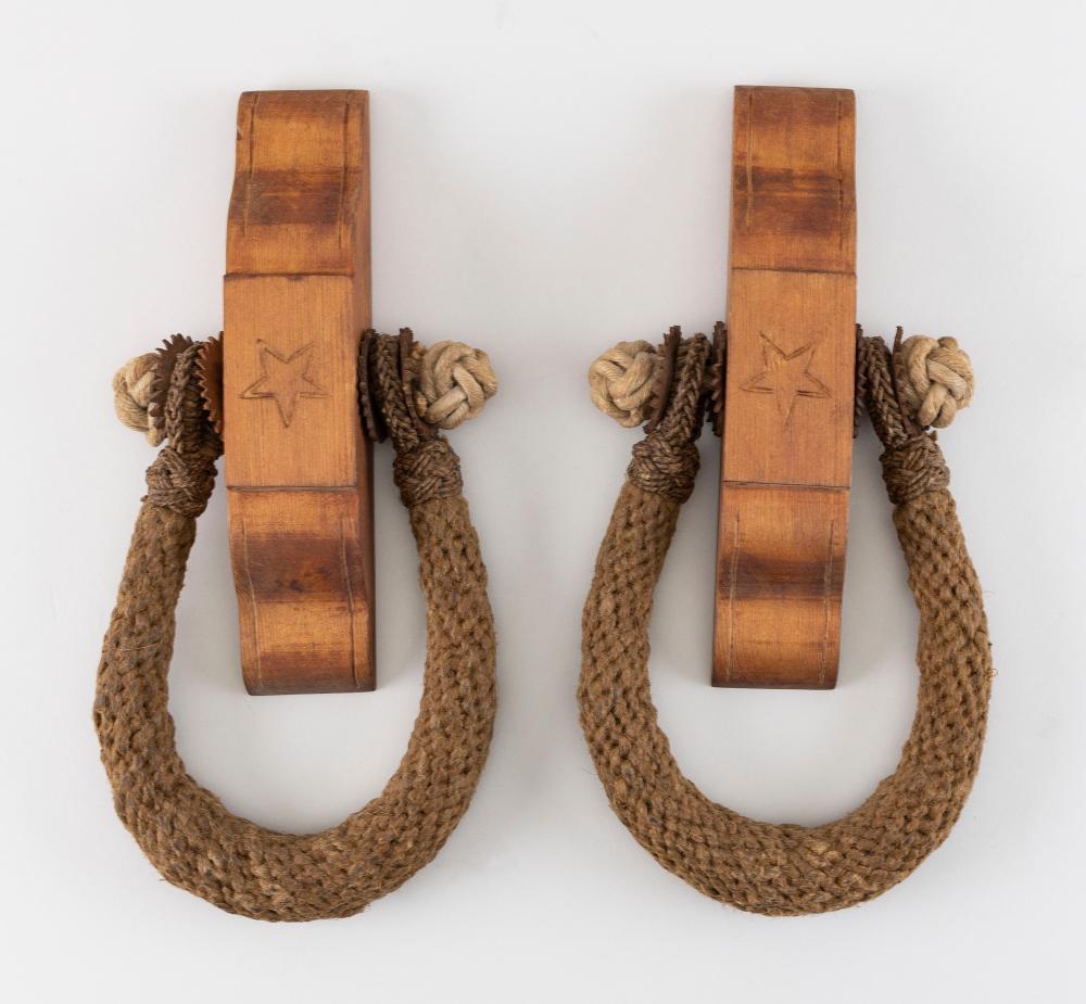 PAIR OF ROPE BECKETS ON CARVED