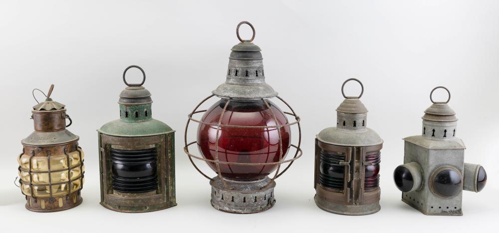 FIVE MARINE LANTERNS 19TH/20TH