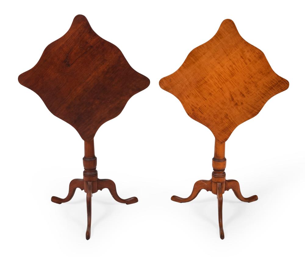 TWO SIMILAR QUEEN ANNE-STYLE TILT-TOP