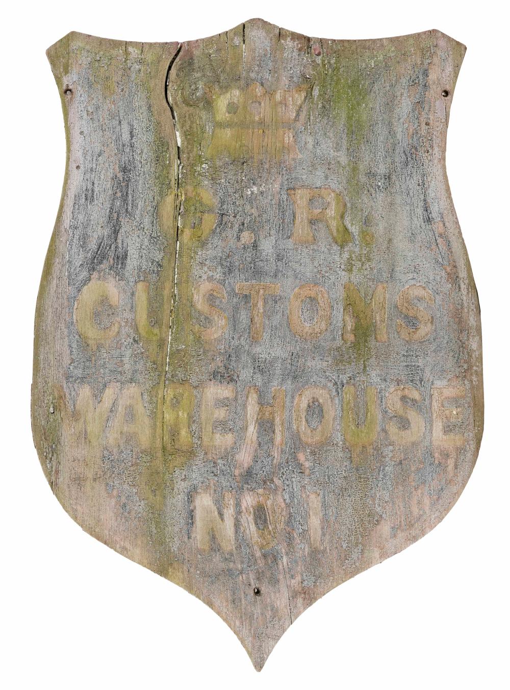 WOODEN SHIELD-FORM SIGN 19TH/20TH