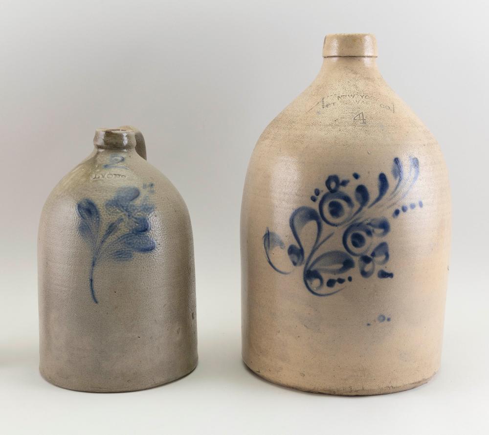 TWO STONEWARE JUGS LATE 19TH/EARLY