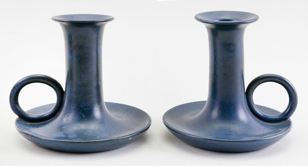 PAIR OF MARBLEHEAD POTTERY CHAMBER