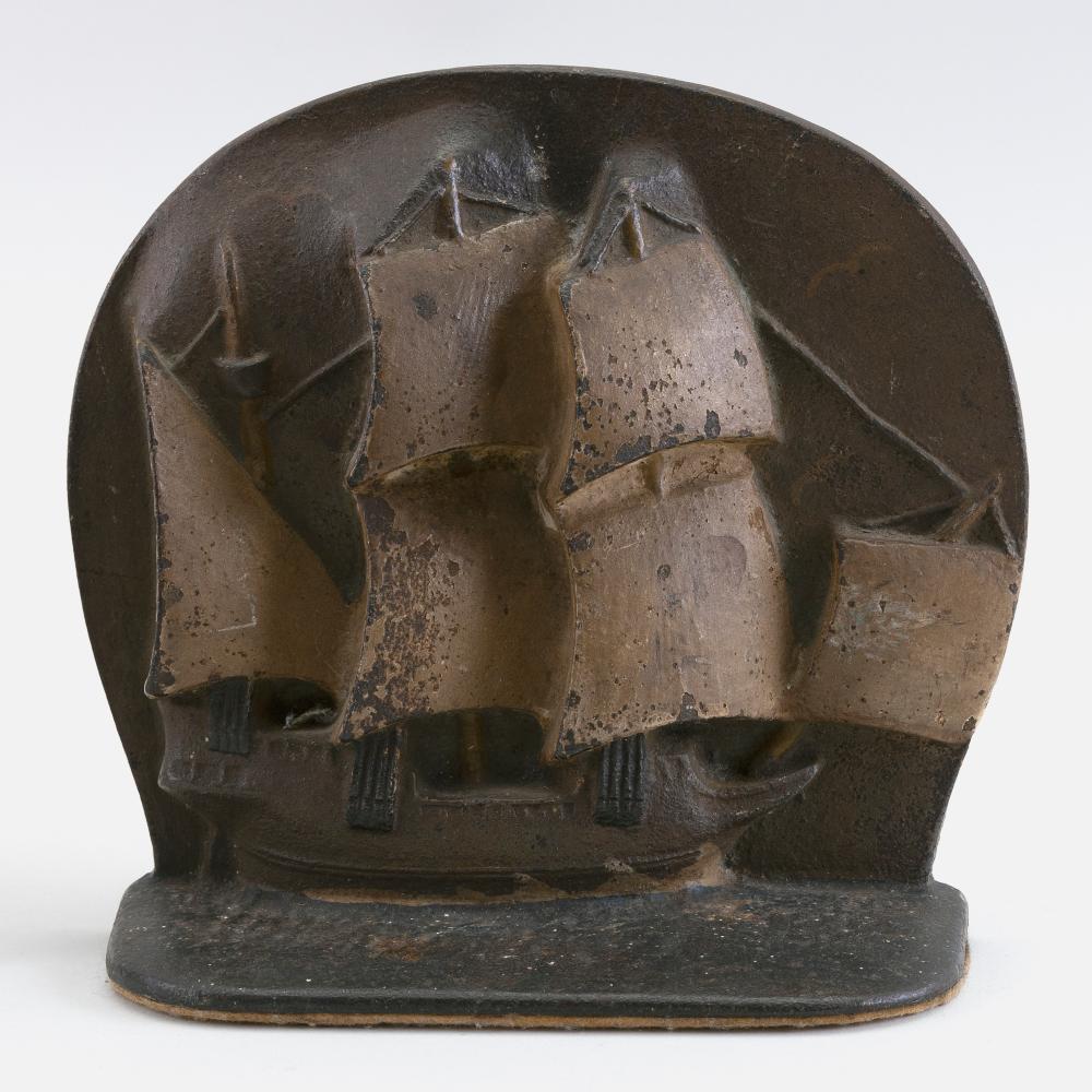 CAST IRON THREE-MASTED SHIP DOORSTOP