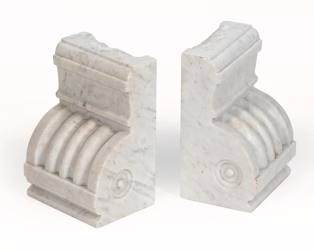 PAIR OF CARVED WHITE MARBLE ARCHITECTURAL 34dac6