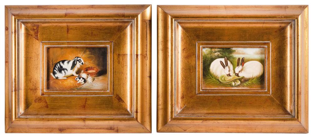PAIR OF PAINTINGS OF RABBITS LATE 34daf8