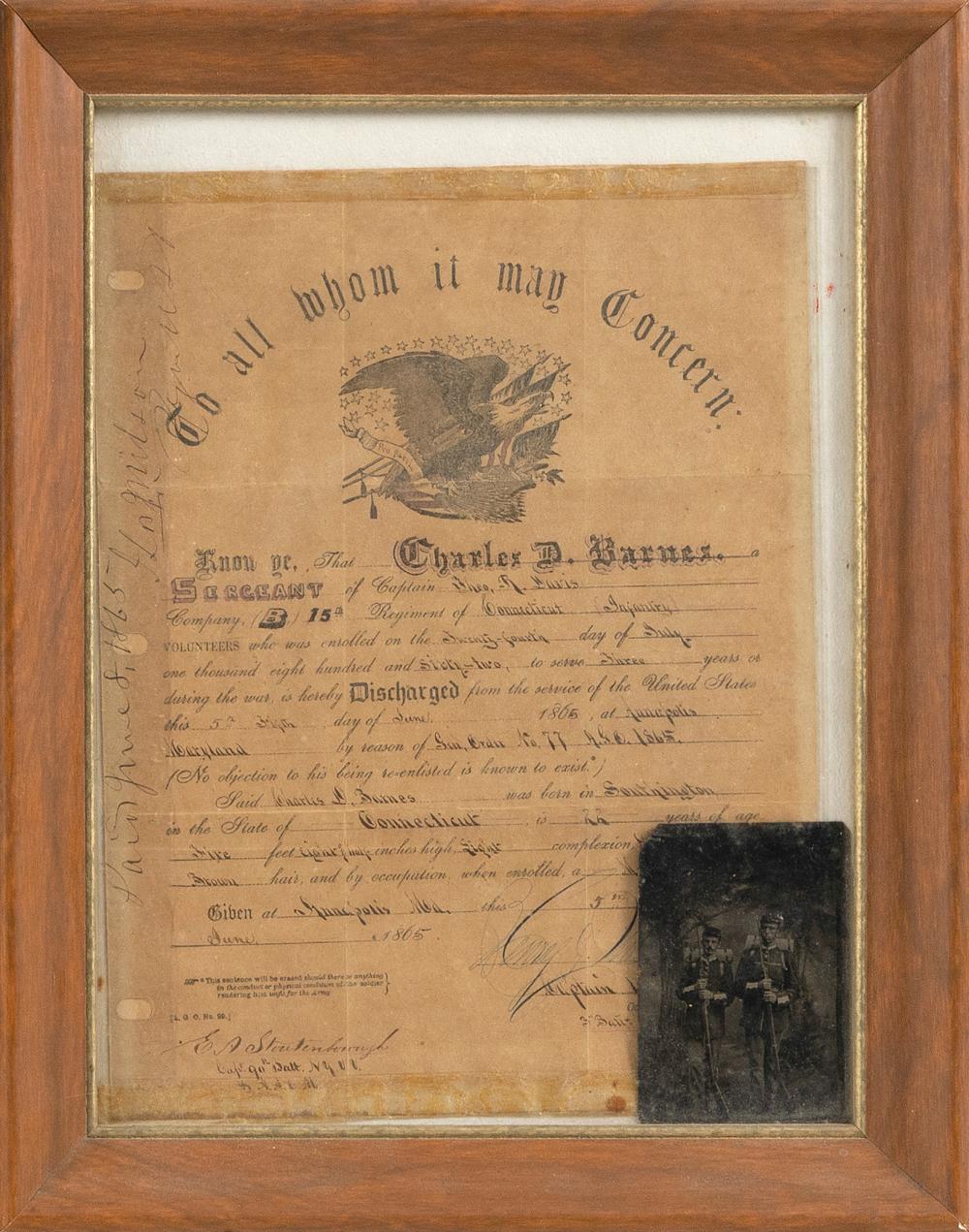 CIVIL WAR DISCHARGE DOCUMENT DATED