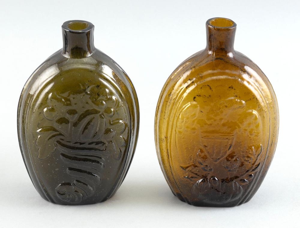 TWO AMERICAN HISTORICAL GLASS FLASKS
