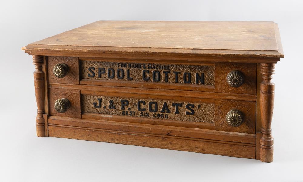 J. & P. COATS TWO-DRAWER SPOOL CABINET