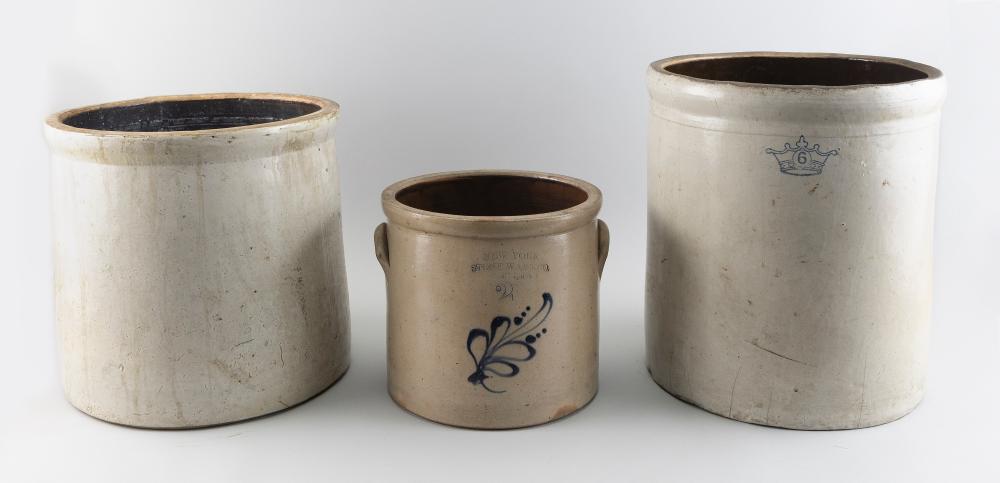 THREE STONEWARE POTS MID 19TH CENTURYTHREE 350356