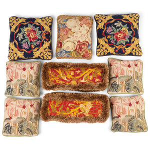 A Group of Eight Needlework Pillows
20TH