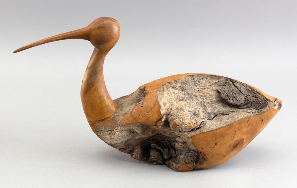 BURLED CHESTNUT CARVING OF A CURLEW 3504b6