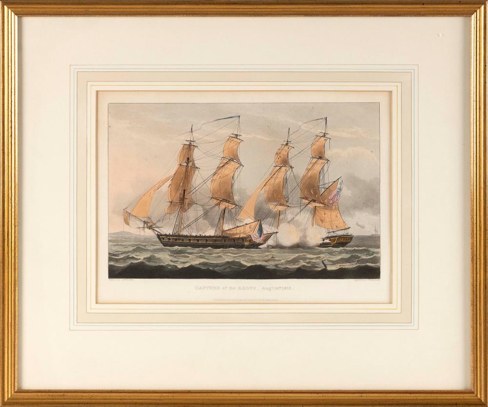 PRINT OF A NAVAL BATTLE SCENE 19TH