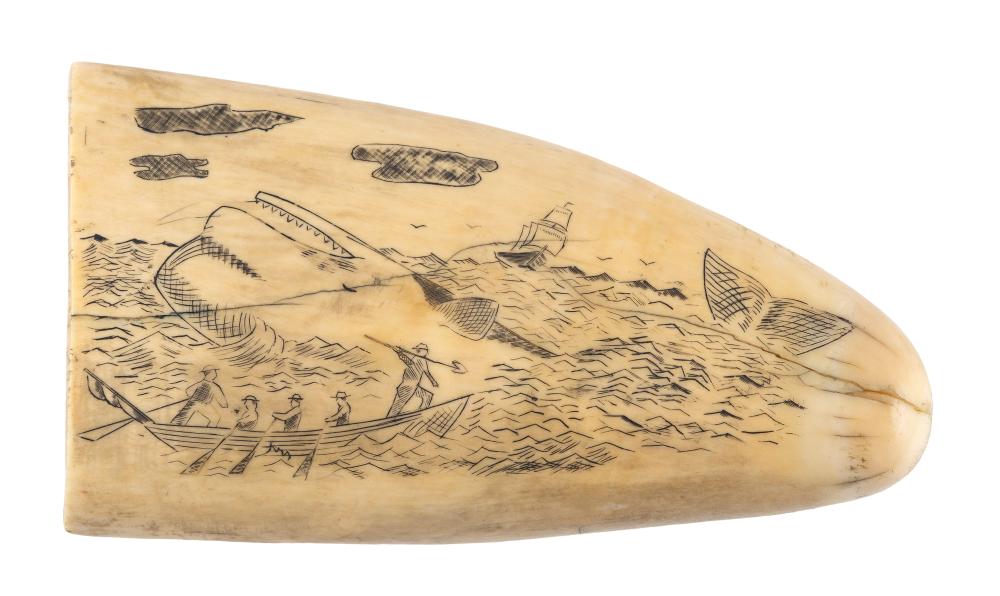  ENGRAVED WHALE S TOOTH 20TH CENTURY 350568