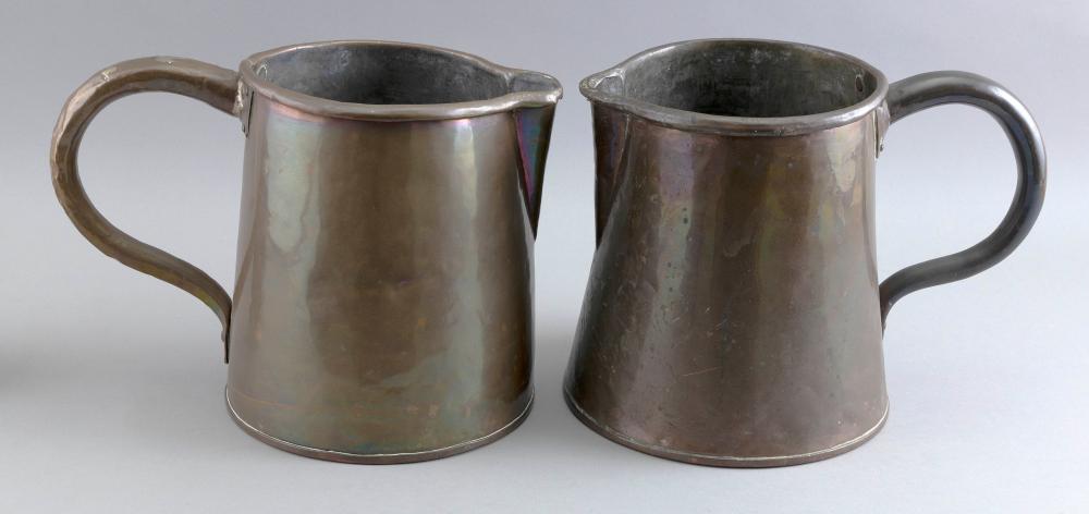 PAIR OF COPPER PITCHERS, POSSIBLY