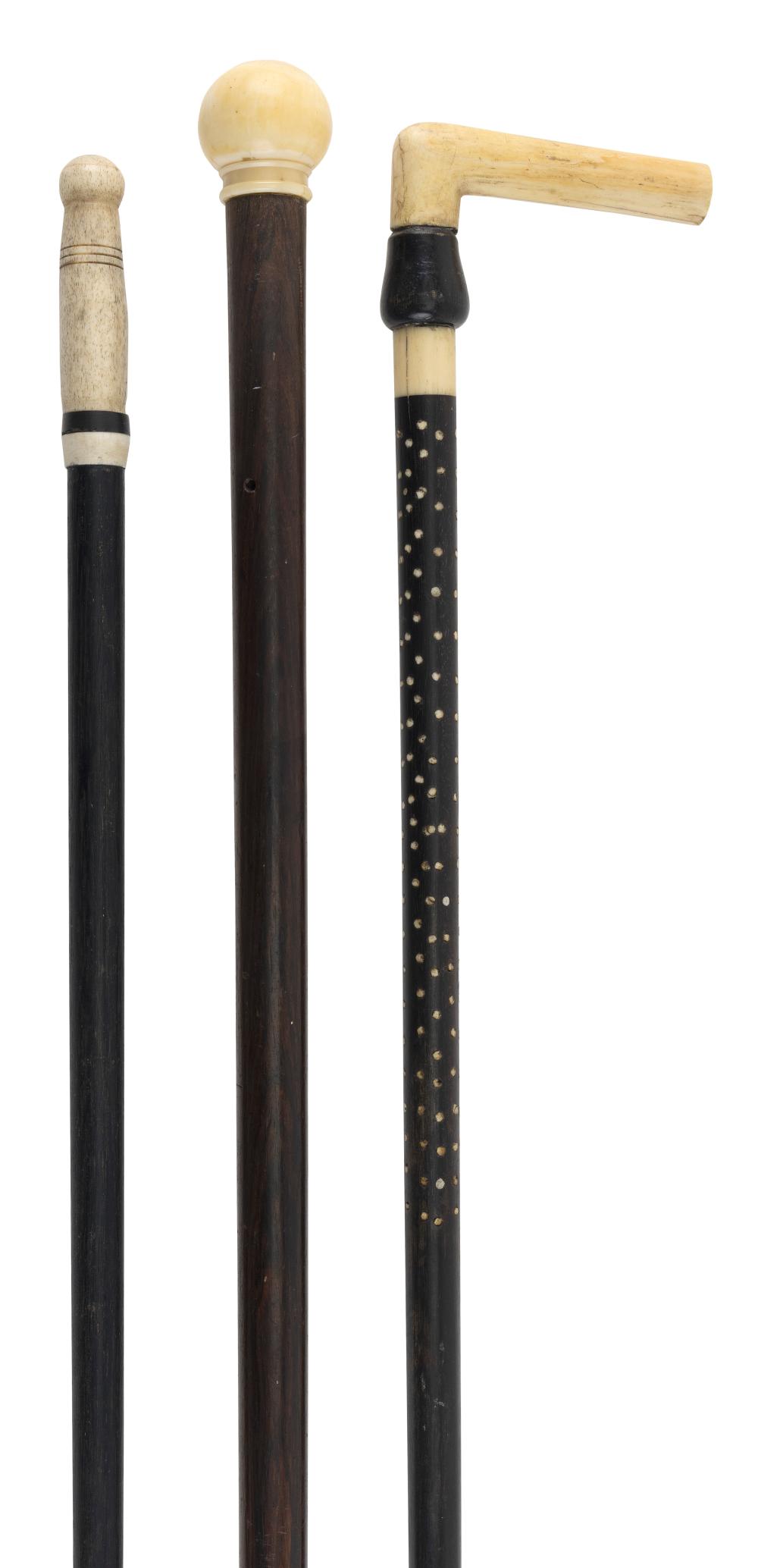 THREE CANES LATE 19TH CENTURY LENGTHS