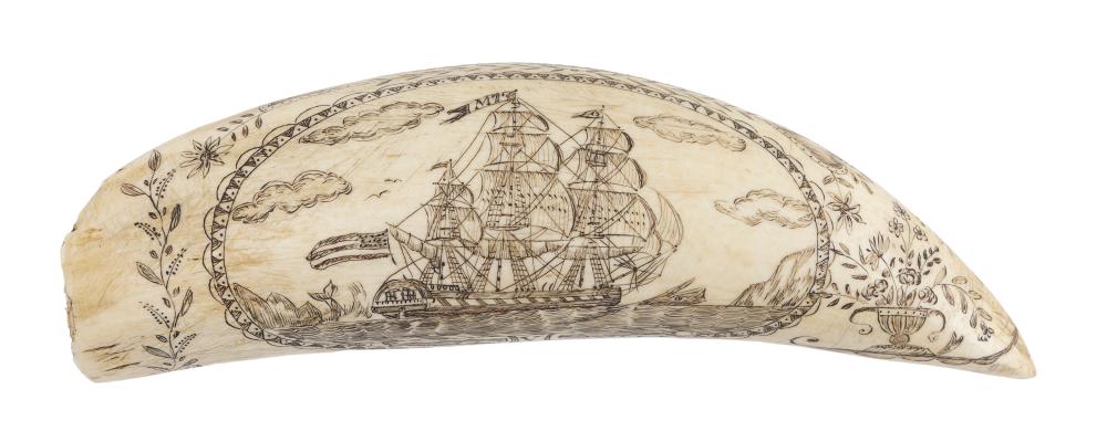 * ENGRAVED WHALE’S TOOTH DEPICTING