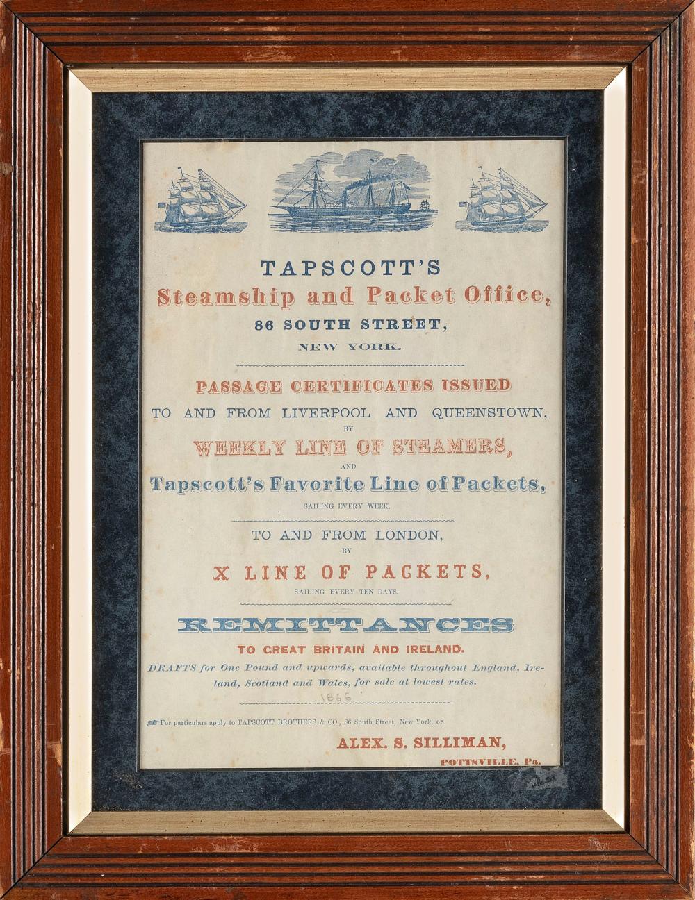 BROADSIDE “TAPSCOTT’S STEAMSHIP