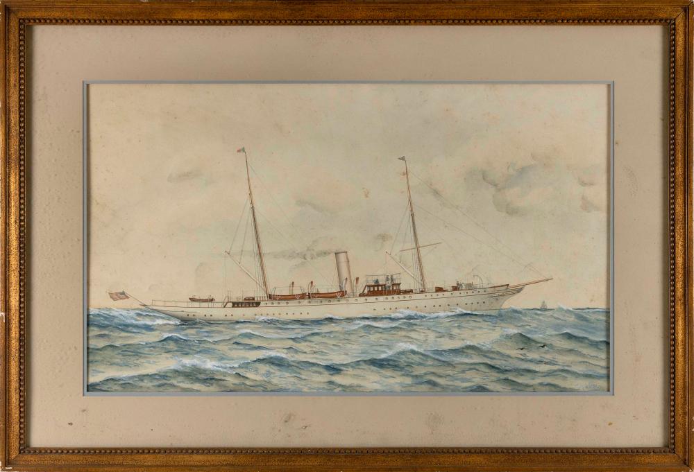 WATERCOLOR OF THE STEAM SAIL YACHT 3505f3