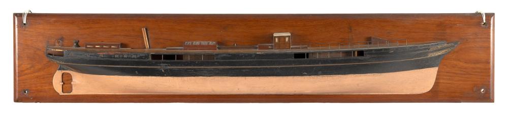 MOUNTED HALF HULL MODEL OF A STEAM SAIL 350639