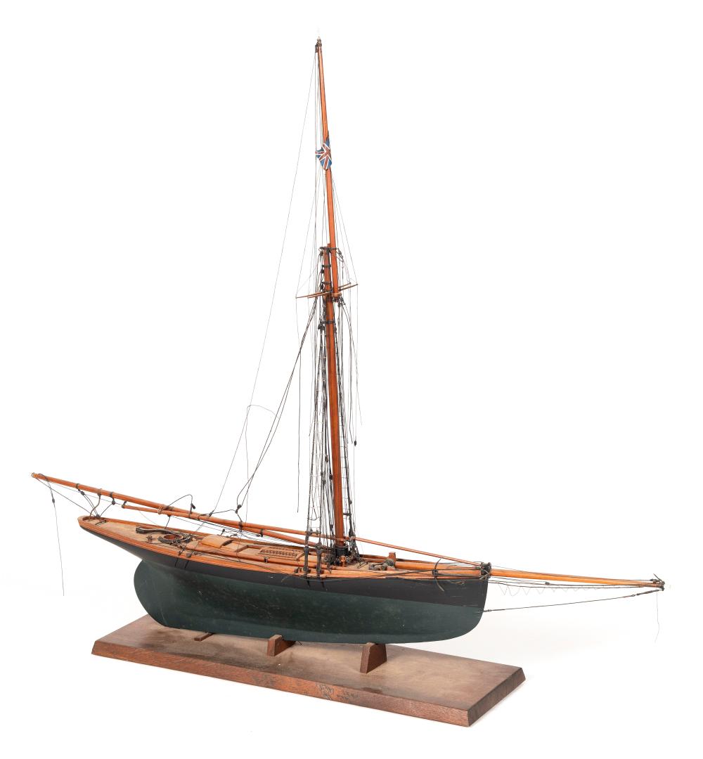 PLANK-ON-FRAME MODEL OF A GAFF-RIGGED
