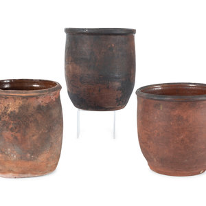 Three Redware Jars
19th Century
each