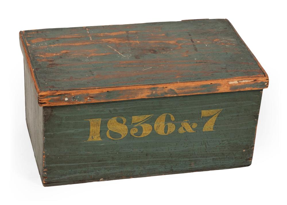 PAINTED PINE DOCUMENT BOX 19TH