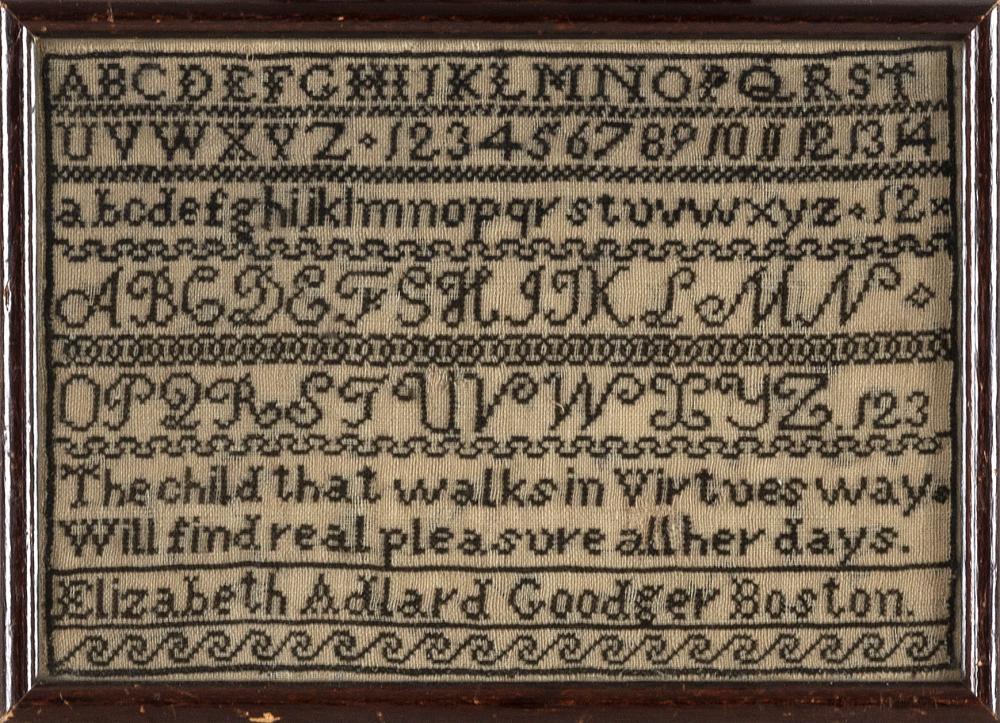 BOSTON NEEDLEWORK SAMPLER 19TH