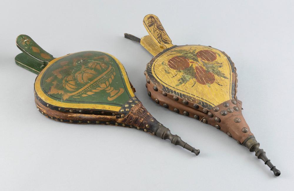 PAIR OF STENCIL-DECORATED TURTLE-BACK